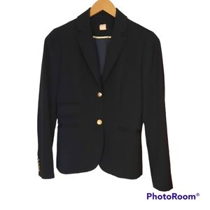 J. Crew Navy Wool Blazer with Gold Buttons